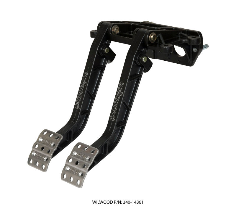 Pedal duplo ajustável em tandem Wilwood - freio / embreagem - dianteiro. Swing Mount - 7.0:1 - E-Coat preto