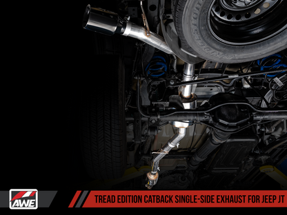 AWE Tuning 20-21 Jeep Gladiator JT 3.6L Tread Edition Cat-Back Single Side Escape - Diamond Black Ti