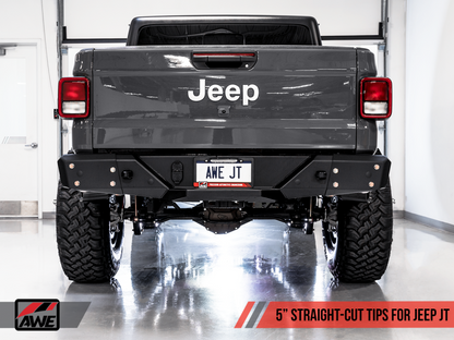 AWE Tuning 20-21 Jeep Gladiator JT 3.6L Tread Edition Cat-Back Escape Duplo - Diamond Black Tip