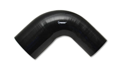 Cotovelo de transição de 90 graus de silicone reforçado com 4 camadas vibrantes - 2,75 pol. de diâmetro interno x 3 pol. de diâmetro interno (preto)