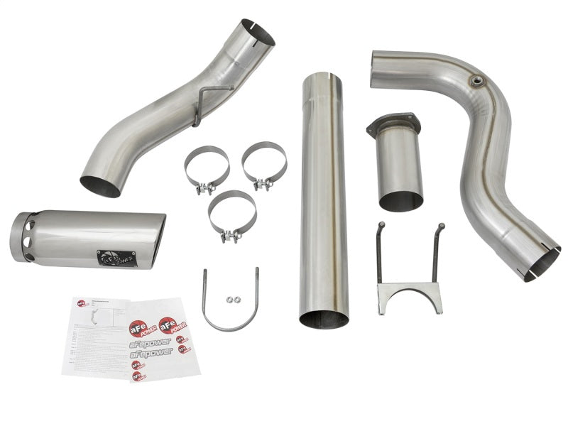 aFe ATLAS 5in DPF-Back Alum Steel Exhaust System c/Polished Tip 2017 Ford Diesel Trucks V8-6.7L (td)