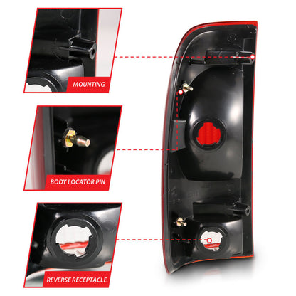 ANZO 1997-2003 Ford F-150 Lanterna traseira vermelha/lente transparente (substituição OE)