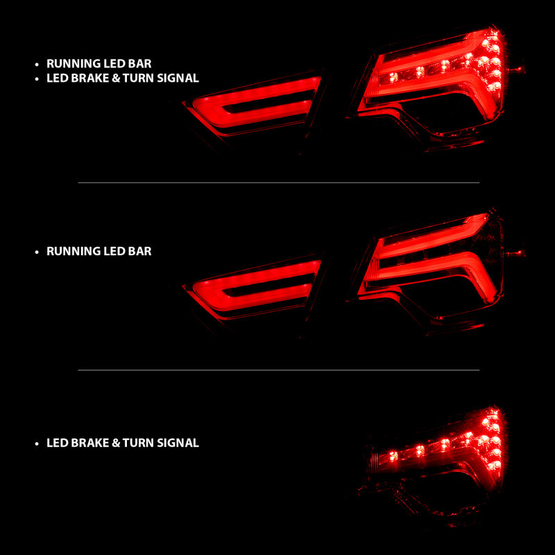 Lanternas traseiras de LED ANZO 14-18 Chevrolet Impala vermelho/transparente