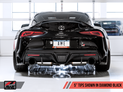 AWE 2020 Toyota Supra A90 Non-Resonated Touring Edition Escape - 5in Diamond Black Tips