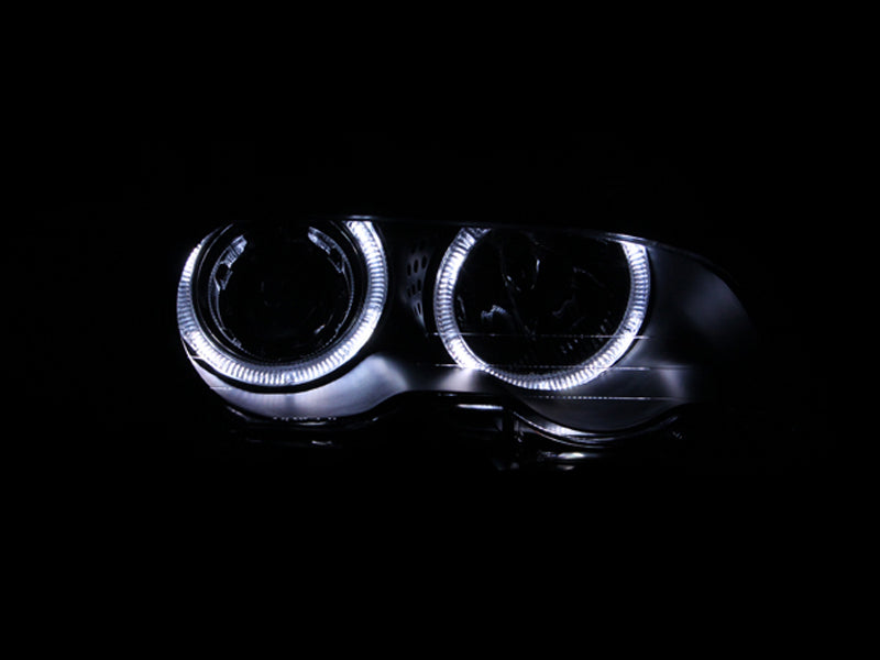 Faróis projetores ANZO 2000-2003 BMW Série 3 E46 com halo preto