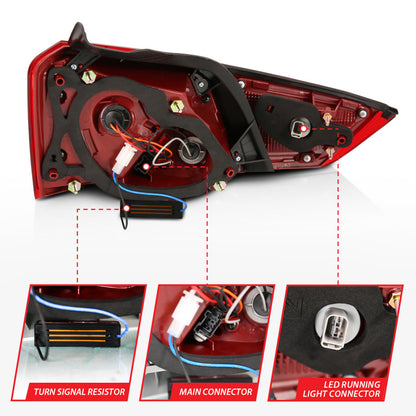 Lanternas traseiras de LED ANZO 14-18 Chevrolet Impala vermelho/transparente
