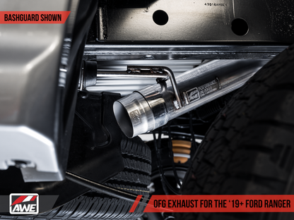 Sistema de escape AWE Tuning 2019+ Ford Ranger 0FG Performance com bicos Diamond Black e proteção contra rochas