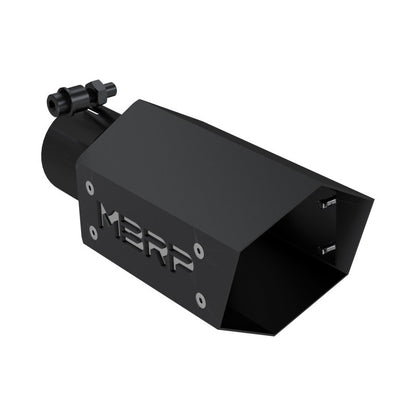 MBRP Punta hexagonal universal de 4 pulgadas Entrada de 2,5 pulgadas Longitud de 10 pulgadas con logotipo - Revestimiento negro