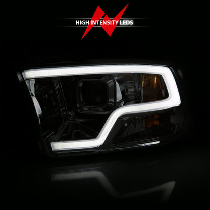 ANZO 09-18 Dodge Ram 1500 projetor estilo prancha faróis cromados com halo