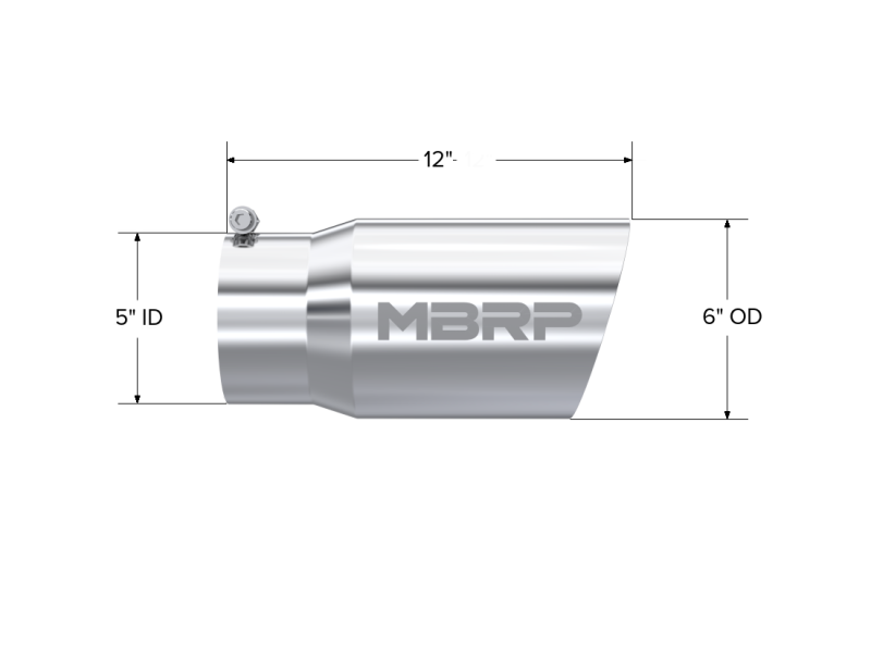 MBRP Universal Tip 6 OD Dual Wall Angled 5 entrada 12 longitud