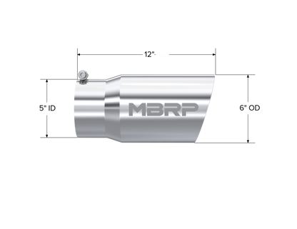 MBRP Universal Tip 6 OD Dual Wall Angled 5 entrada 12 longitud
