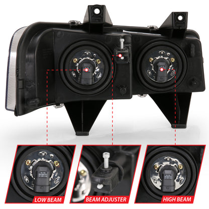 ANZO 2003-2017 Chevy Express Farol de cristal preto