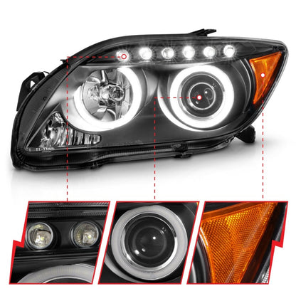 ANZO 2005-2010 Scion Tc Projetor Faróis com Halo Preto (CCFL)