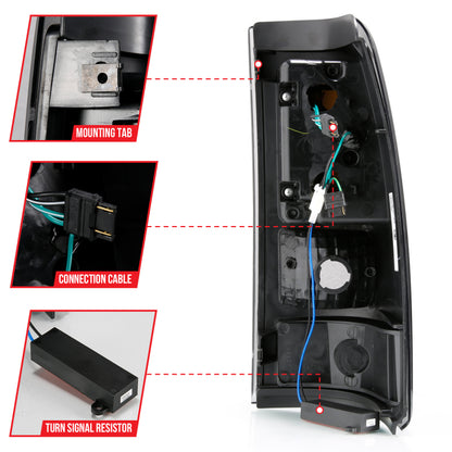 ANZO 1999-2000 Cadillac Escalade LED lanternas traseiras caixa preta par de lentes fumaça