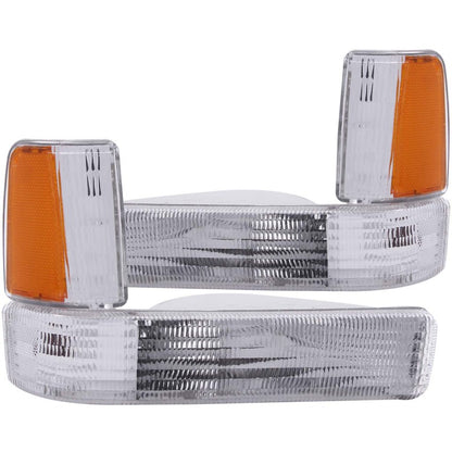 ANZO 1991-1996 Dodge Dakota Euro Luzes de estacionamento cromadas com refletor âmbar