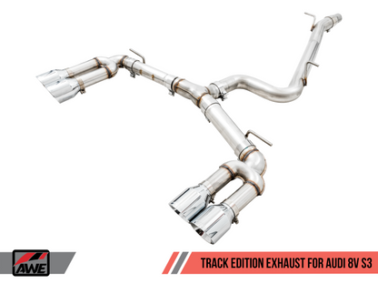 Escape AWE Tuning Audi 8V S3 Track Edition com ponteiras cromadas 102 mm