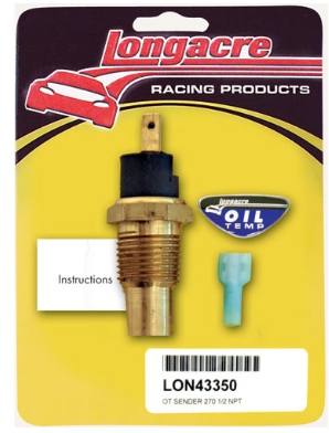 Longacre Racing - Sensor de temperatura de aceite 270 grados 1/2 NPT (43350)