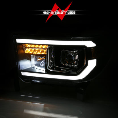 ANZO 2007-2014 Toyota Tundra Projetor Barra de Luz HL Preto Âmbar (Led High Beam) (Versão Halógena)