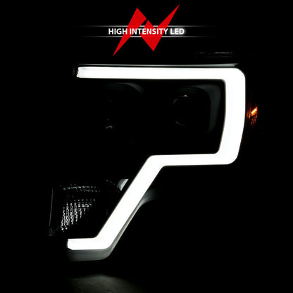 ANZO 2009-2014 Ford F-150 projetor barra de luz HL preto âmbar