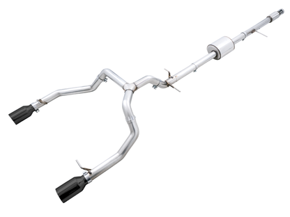AWE Tuning 4th Gen GM 1500 5.3L 0FG Catback Split Rear Exit (Pára-choque plano) - Ponteiras duplas de diamante
