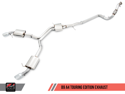 Saída dupla de escape AWE Tuning Audi B9 A4 Touring Edition - Diamond Black Tips (inclui DP)