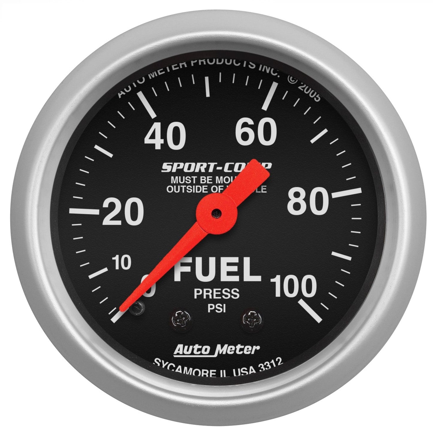 Auto Meter - 2-1/16" FUEL PRESSURE, 0-100 PSI, MECHANICAL, SPORT-COMP (3312)