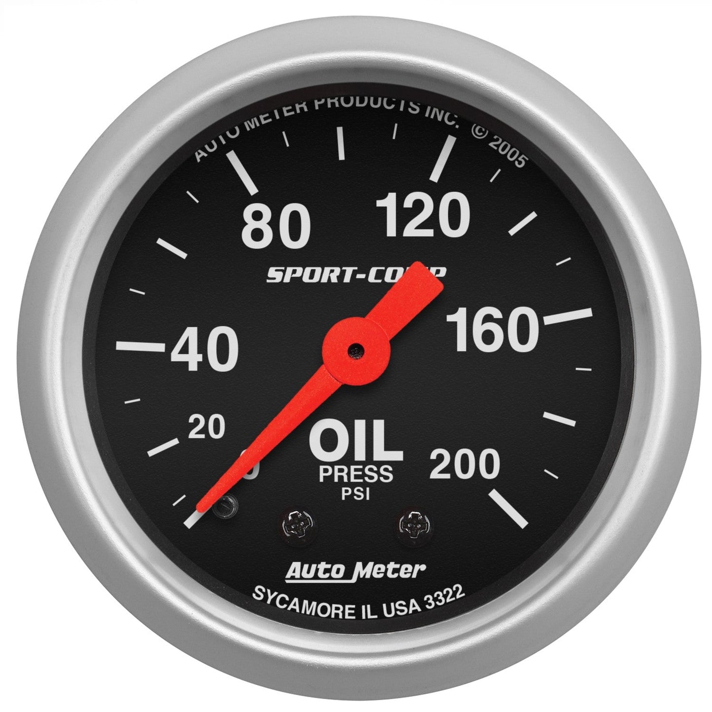 Auto Meter - 2-1/16" OIL PRESSURE, 0-200 PSI, MECHANICAL, SPORT-COMP (3322)