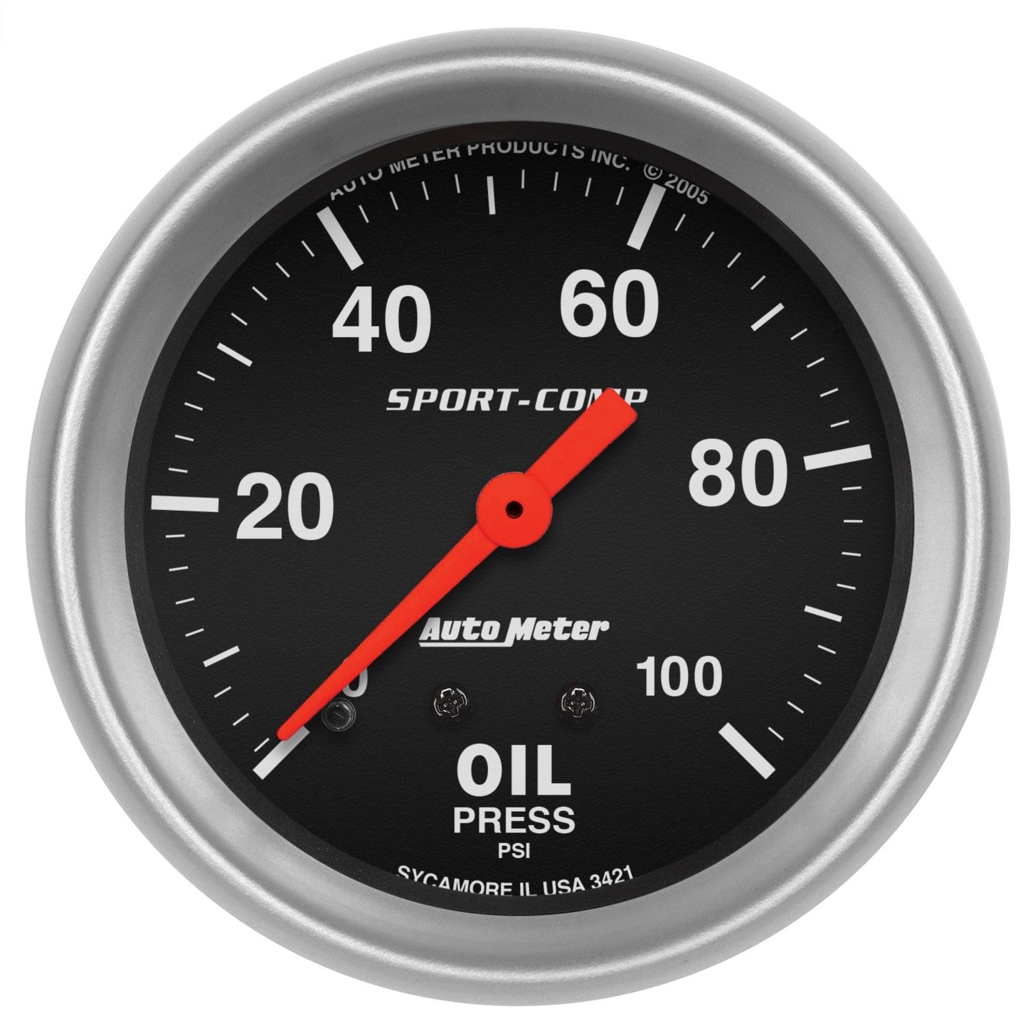 AutoMeter - 2-5/8" OIL PRESSURE, 0-100 PSI, MECHANICAL, SPORT-COMP (3421)