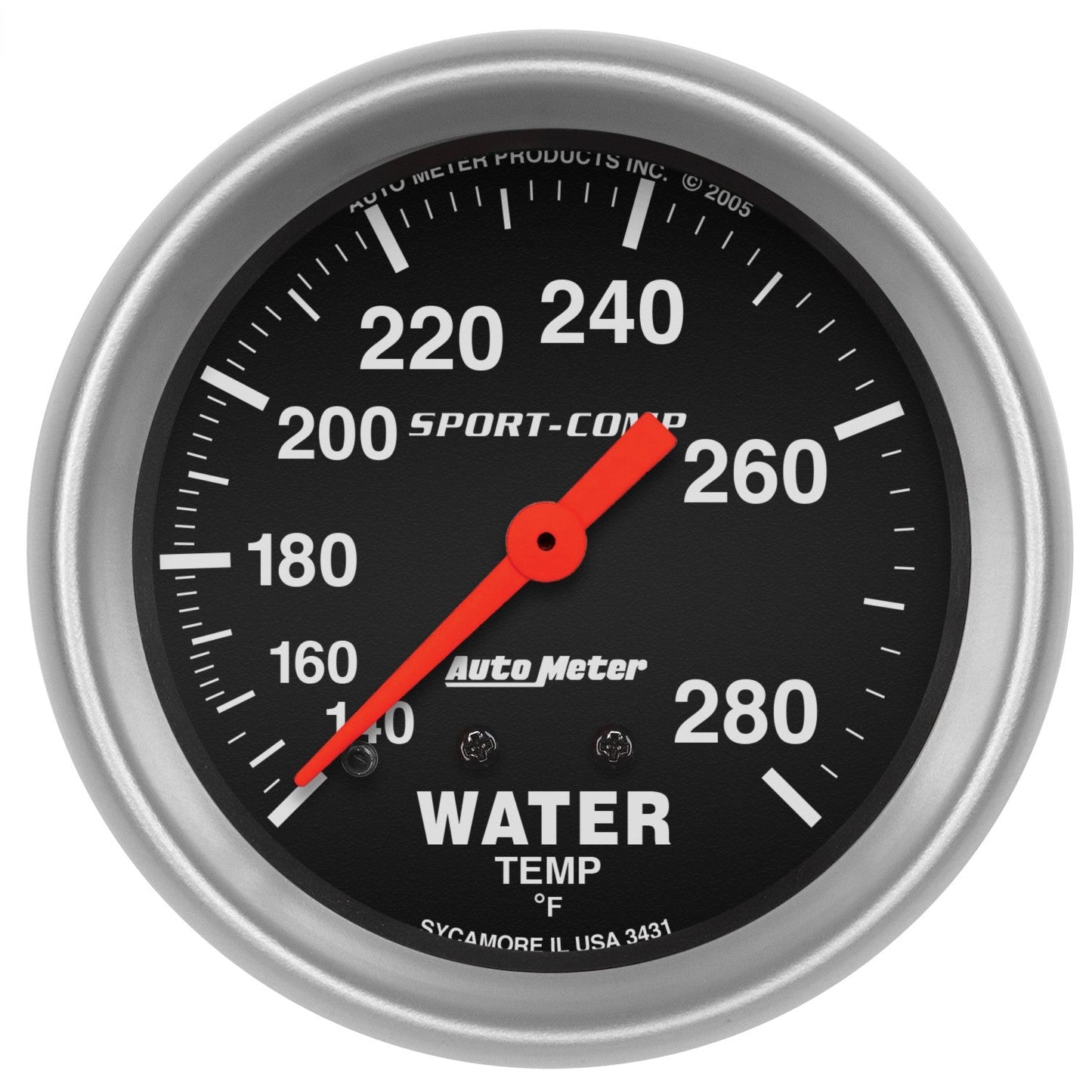 AutoMeter - 2-5/8" WATER TEMPERATURE, 140-280 °F, 6 FT., MECHANICAL, SPORT-COMP (3431)