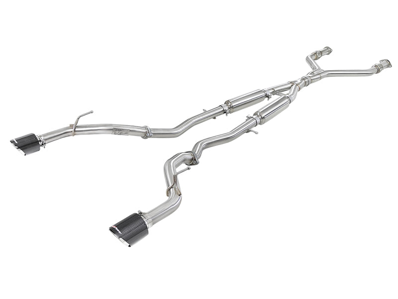 aFe Takeda 2.5in 304 SS Cat-Back Sistema de escape con puntas de fibra de carbono 16-18 Infiniti Q50 V6-3.0L (tt)
