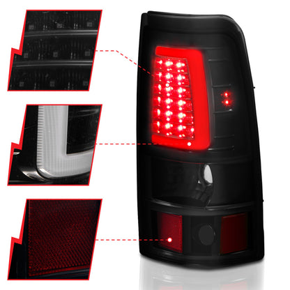ANZO 2003-2006 Chevy Silverado 1500 Luces traseras LED estilo tablón negro con lente ahumada