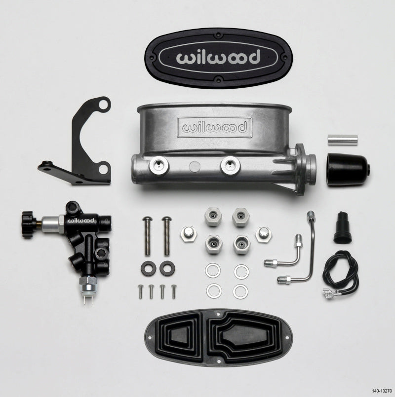 Wilwood HV Tandem M/C Kit con soporte L/H y válvula de apoyo - 1 1/8in Bore