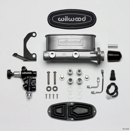 Wilwood HV Tandem M/C Kit con soporte L/H y válvula de apoyo - 1 1/8in Bore