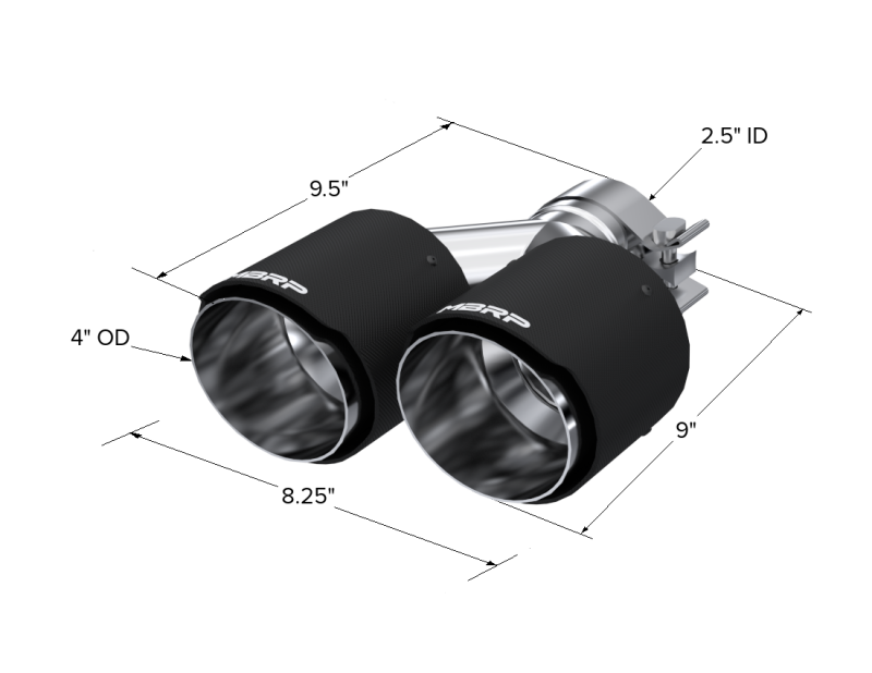 MBRP Fibra de Carbono Universal Punta Doble 4in OD/2.5in Entrada