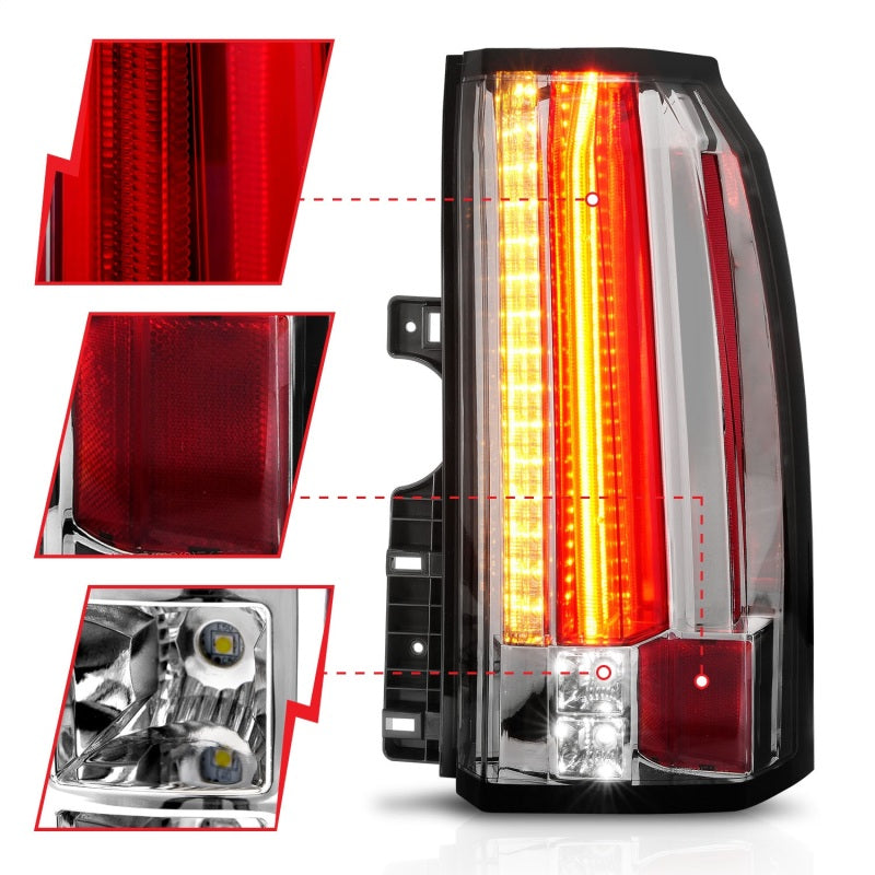 ANZO 2015-2017 GMC Yukon/Yukon XL Lanternas traseiras LED cromadas