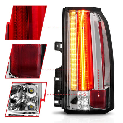ANZO 2015-2017 GMC Yukon/Yukon XL Lanternas traseiras LED cromadas
