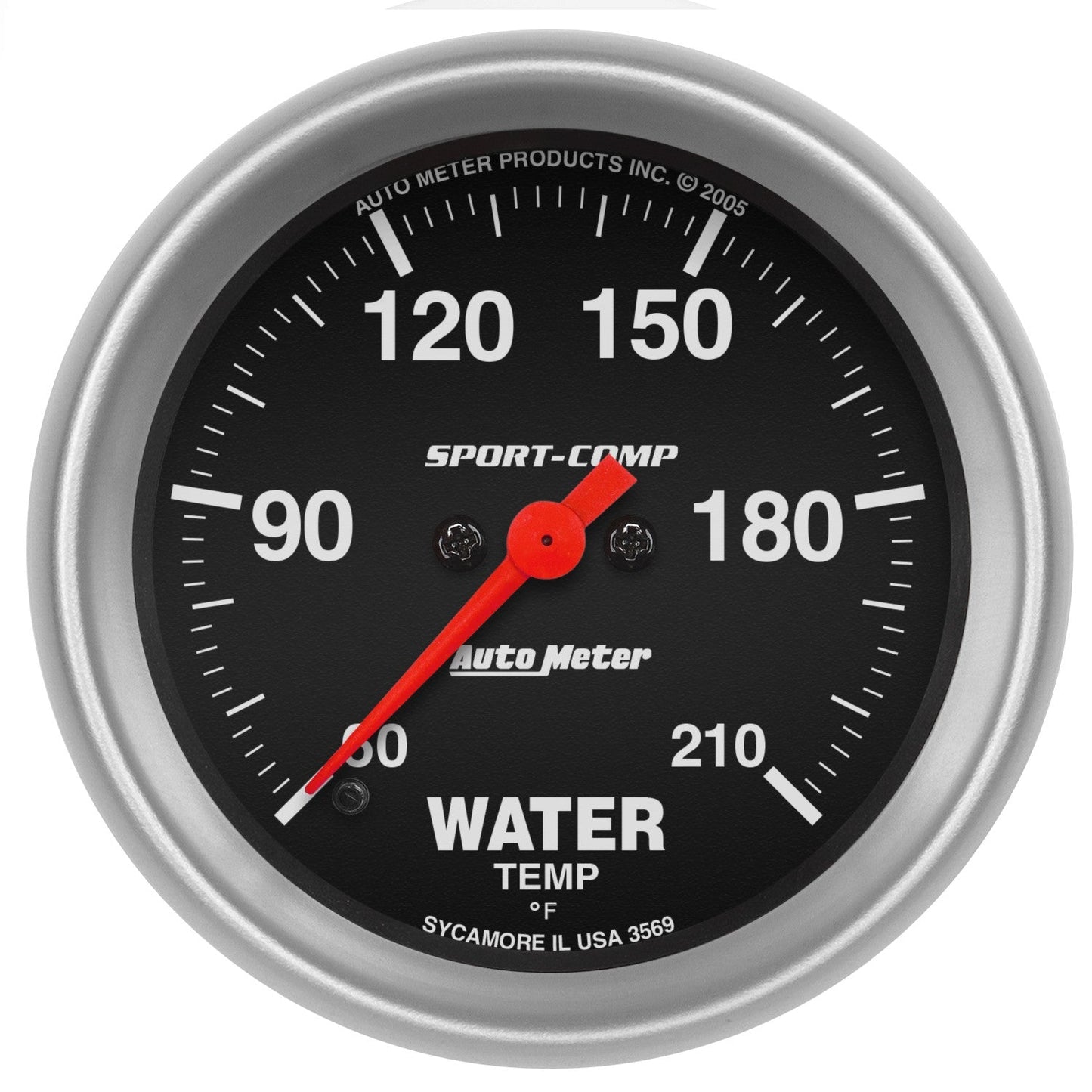 AutoMeter - 2-5/8" WATER TEMPERATURE, 60-210 °F, STEPPER MOTOR, SPORT-COMP (3569)