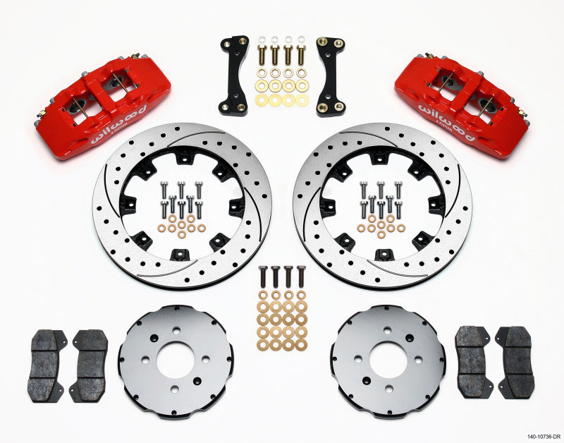 Wilwood Dynapro 6 Front Hat Kit 12,19 pol. Vermelho perfurado 90-99 Civic com disco de 240 mm