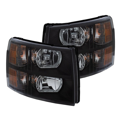 ANZO 2007-2013 Chevrolet Silverado Faróis de cristal preto