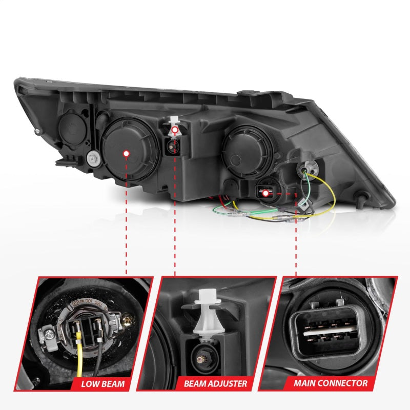 ANZO 2011-2013 Kia Sorento Projetor Faróis c/ Halo Black (CCFL)