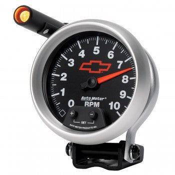 Auto Meter - 3-3/4" PEDESTAL TACHOMETER, 0-10,000 RPM, BOWTIE, GM BLACK (3690-00406)