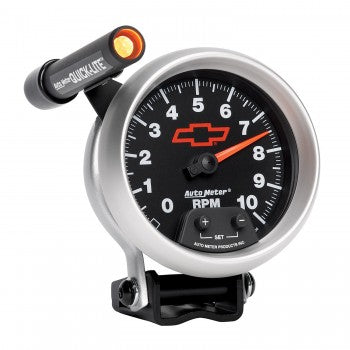 Auto Meter - 3-3/4" PEDESTAL TACHOMETER, 0-10,000 RPM, BOWTIE, GM BLACK (3690-00406)