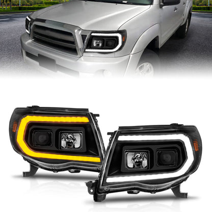 ANZO 05-11 Toyota Tacoma Projetor Faróis com Barra de Luz Switchback Carcaça Preta