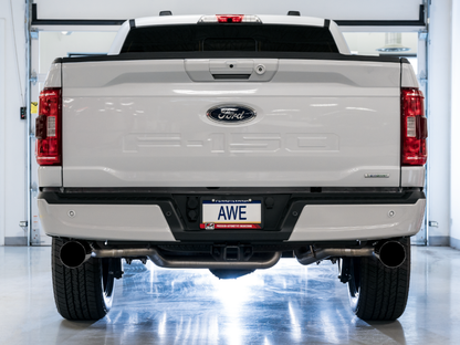 Escape traseiro duplo AWE 0FG 21+ Ford F150 Cat-Back de 5 pol. Pontas Diamond Black