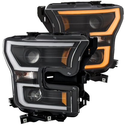 ANZO 2015-2017 Ford F-150 Projetor Faróis com Plank Style Switchback Preto c/ Âmbar
