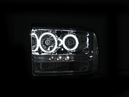 ANZO 2005-2007 Ford Excursion Projector Faróis com halo cromado com faixa de LED (CCFL) 1 unidade