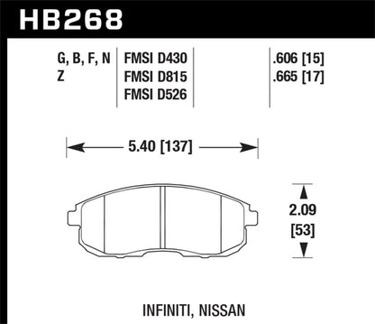 Hawk 1999-2000 Infiniti G20 HPS 5.0 Front Brake Pads