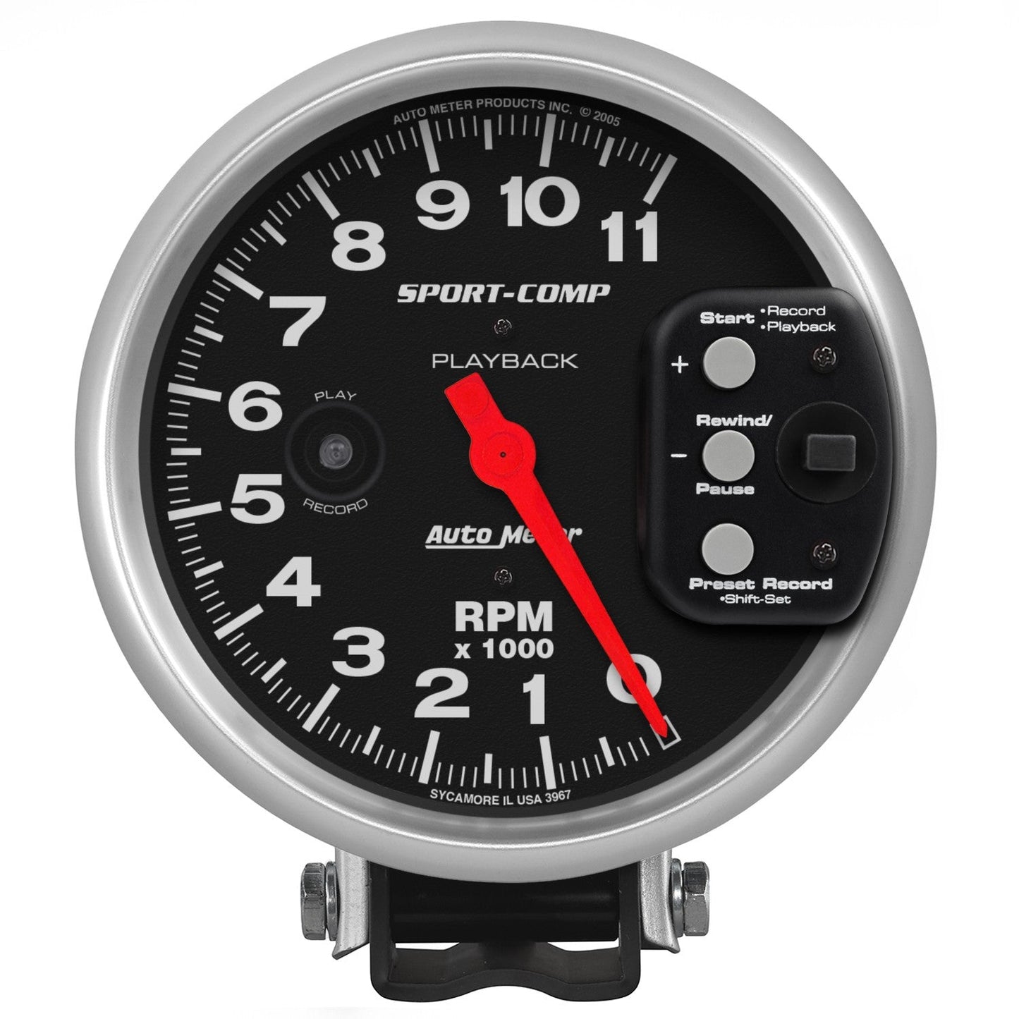 Auto Meter - 5" PEDESTAL PLAYBACK TACHOMETER, 0-11,000 RPM, SPORT-COMP (3967)