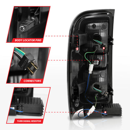 ANZO 2014-2018 Chevy Silverado 1500 LED lanternas traseiras pretas