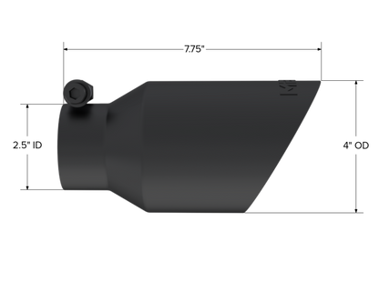 MBRP Universal 4in OD Dual Wall Angled 2.5in Inlet 8in Length Exhaust Tip - Black